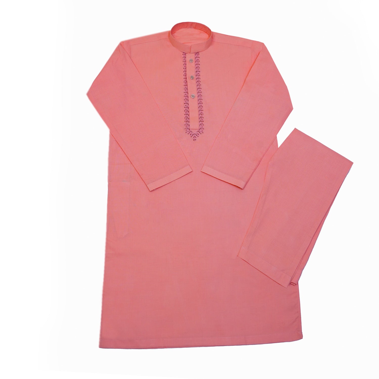 Peach Pink Cotton Kurta for Kids | SHAH ROBE - Shahrobe